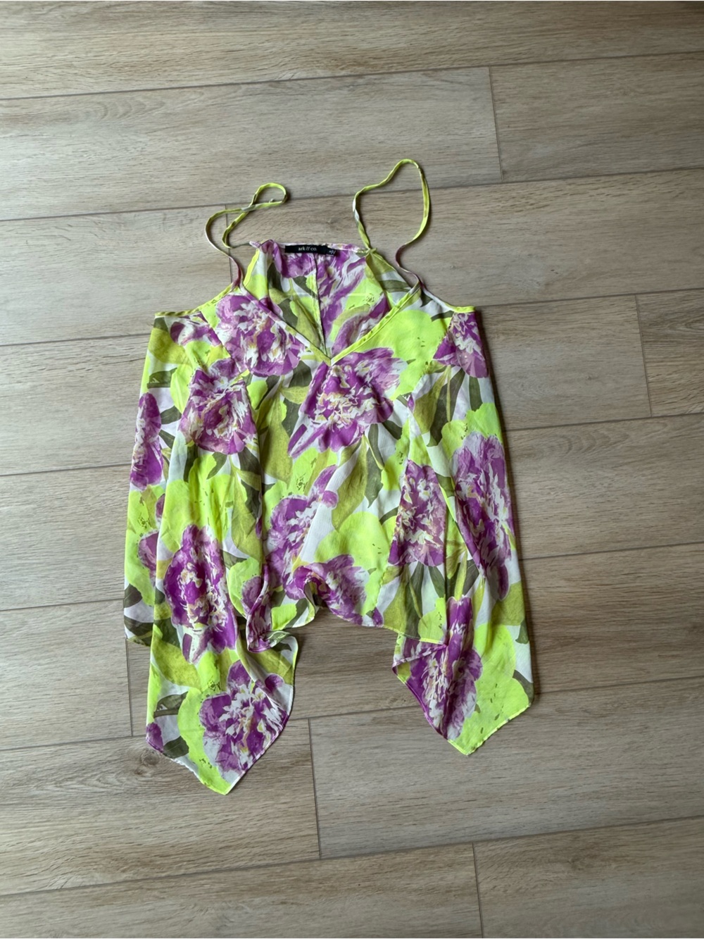 Ark & Co Lime and Purple Floral  Cami